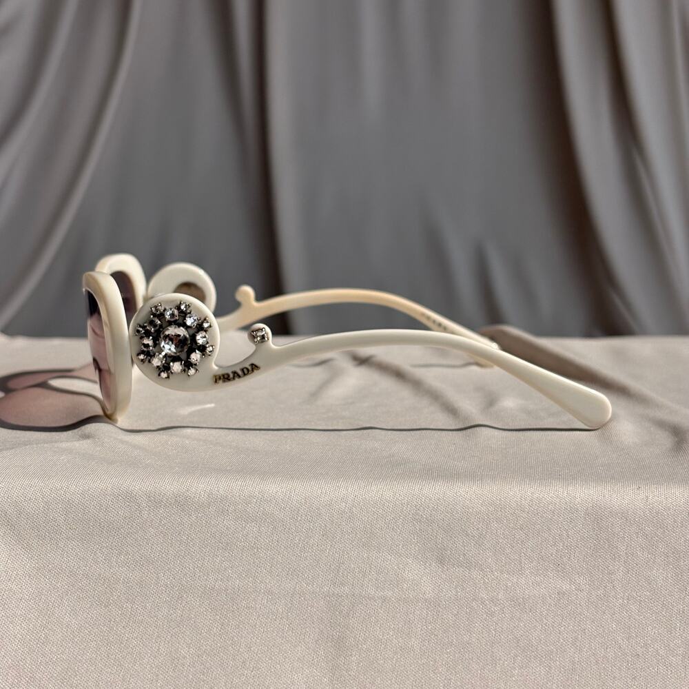 Prada Crystal Absolute Collection 33P Minimal Baroque Sunglasses White Crystal - Picture 14 of 16